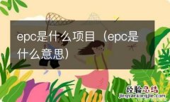 epc是什么意思 epc是什么项目