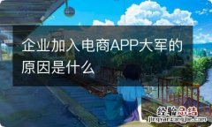 企业加入电商APP大军的原因是什么