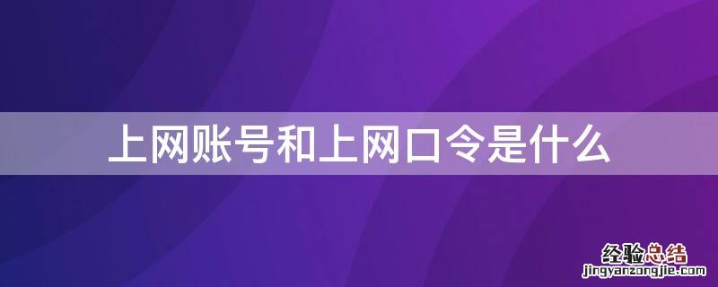 上网账号和上网口令是什么