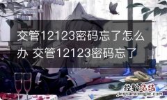 交管12123密码忘了怎么办 交管12123密码忘了怎么办外地注册的