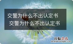 交警为什么不出认定书 交警为什么不出认定书可以提车要驾驶证吗