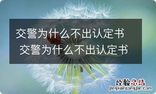 交警为什么不出认定书 交警为什么不出认定书可以提车要驾驶证吗