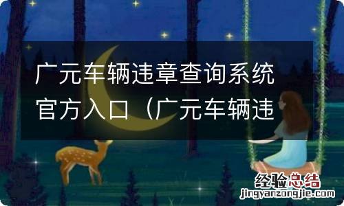 广元车辆违章查询系统官方入口查询 广元车辆违章查询系统官方入口