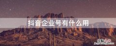 企业抖音号是什么 抖音企业号有什么用