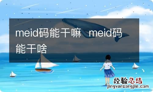 meid码能干嘛meid码能干啥