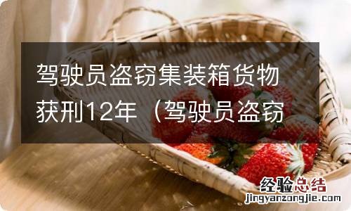 驾驶员盗窃集装箱货物获刑12年怎么办 驾驶员盗窃集装箱货物获刑12年