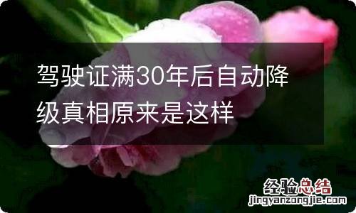 驾驶证满30年后自动降级真相原来是这样