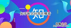 知乎匿名回答在哪看