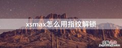 苹果xsmax可以用指纹解锁么 xsmax怎么用指纹解锁