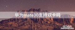 华为mate30支持双卡吗 华为mate30是不是双卡