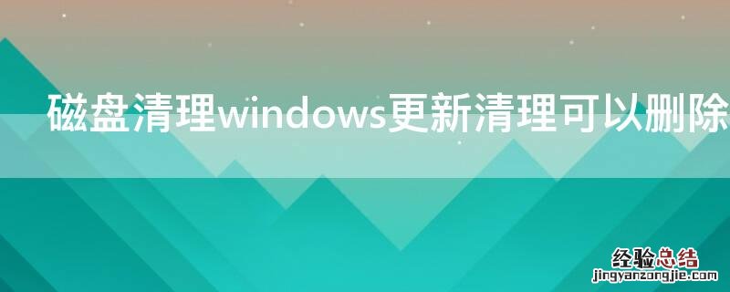 磁盘清理windows更新清理可以删除吗