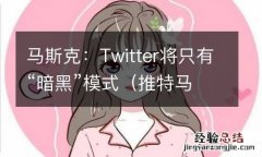 推特马斯克 马斯克：Twitter将只有“暗黑”模式