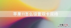 iPhone11怎么设置双卡双待 iPhone11双卡双待怎么设置