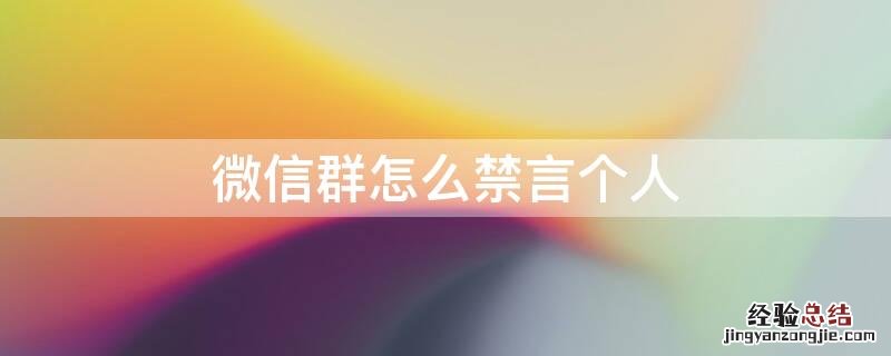 微信群怎么对个人禁言 微信群怎么禁言个人