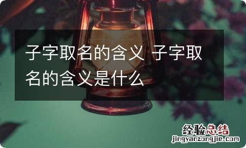 子字取名的含义 子字取名的含义是什么