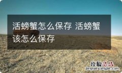 活螃蟹怎么保存 活螃蟹该怎么保存