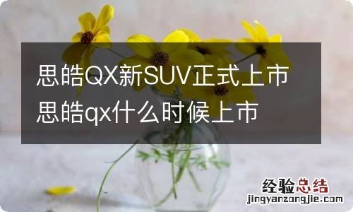 思皓QX新SUV正式上市 思皓qx什么时候上市