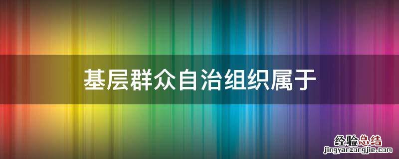 基层群众自治组织属于