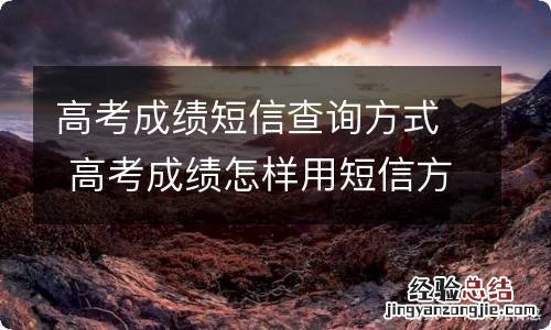 高考成绩短信查询方式 高考成绩怎样用短信方式查询