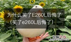 买了e260L后悔了 为什么买了E260L后悔了