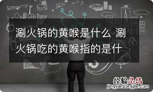 涮火锅的黄喉是什么 涮火锅吃的黄喉指的是什么