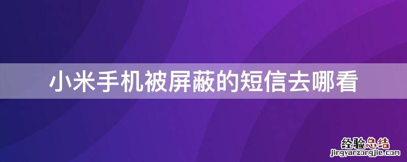 小米手机被屏蔽的短信去哪看