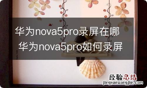 华为nova5pro录屏在哪 华为nova5pro如何录屏