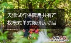 天津试行保障房共有产权模式单式限价房项目成试点