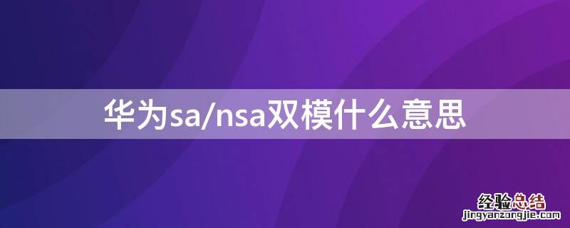 华为sa/nsa双模什么意思