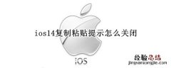 ios14复制粘贴提示怎么关闭