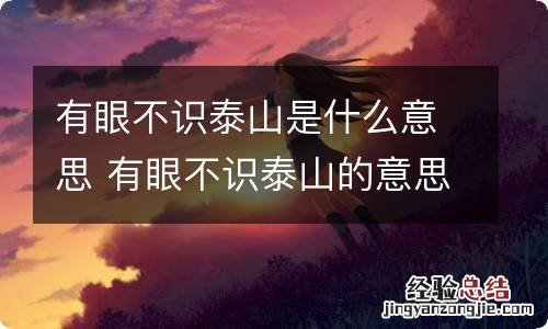 有眼不识泰山是什么意思 有眼不识泰山的意思