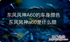 东风风神A60的车身颜色 东风风神a60是什么颜色