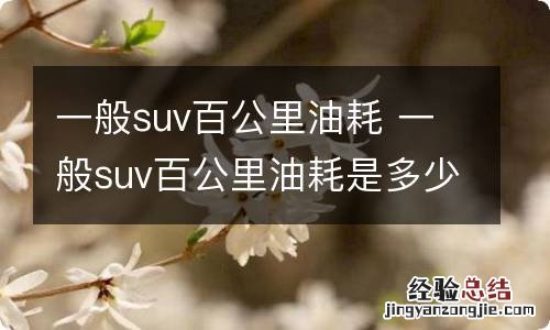 一般suv百公里油耗 一般suv百公里油耗是多少?