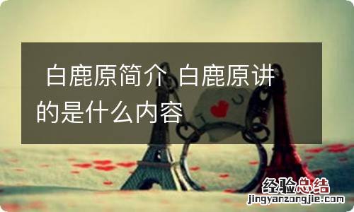 白鹿原简介 白鹿原讲的是什么内容