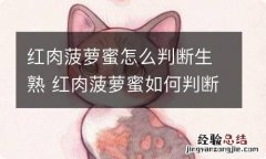 红肉菠萝蜜怎么判断生熟 红肉菠萝蜜如何判断生熟