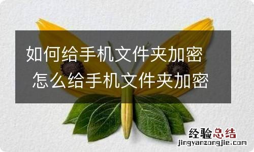 如何给手机文件夹加密 怎么给手机文件夹加密