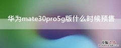 华为mate30pro5g版什么时候预售