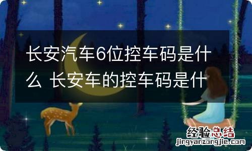 长安汽车6位控车码是什么 长安车的控车码是什么意思