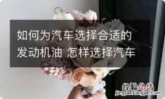 如何为汽车选择合适的发动机油 怎样选择汽车发动机油