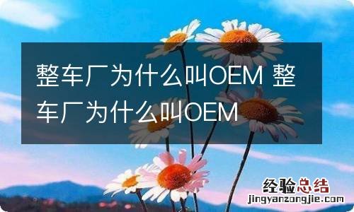 整车厂为什么叫OEM 整车厂为什么叫OEM