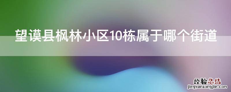 望谟县枫林小区10栋属于哪个街道