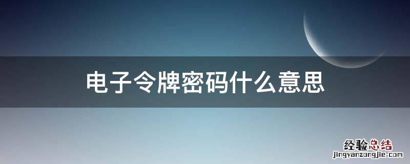 电子令牌密码什么意思