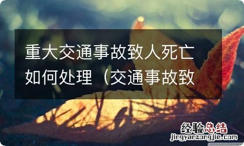 交通事故致人死亡处理步骤 重大交通事故致人死亡如何处理