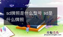 sd牌照是什么型号 sd是什么牌照