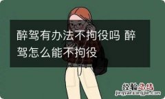 醉驾有办法不拘役吗 醉驾怎么能不拘役