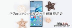 华为mate40pro怎么关闭截屏提示音