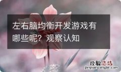 左右脑均衡开发游戏有哪些呢？观察认知