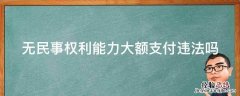 无民事权利能力大额支付违法吗