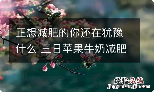 正想减肥的你还在犹豫什么 三日苹果牛奶减肥法最受欢迎