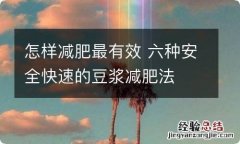 怎样减肥最有效 六种安全快速的豆浆减肥法